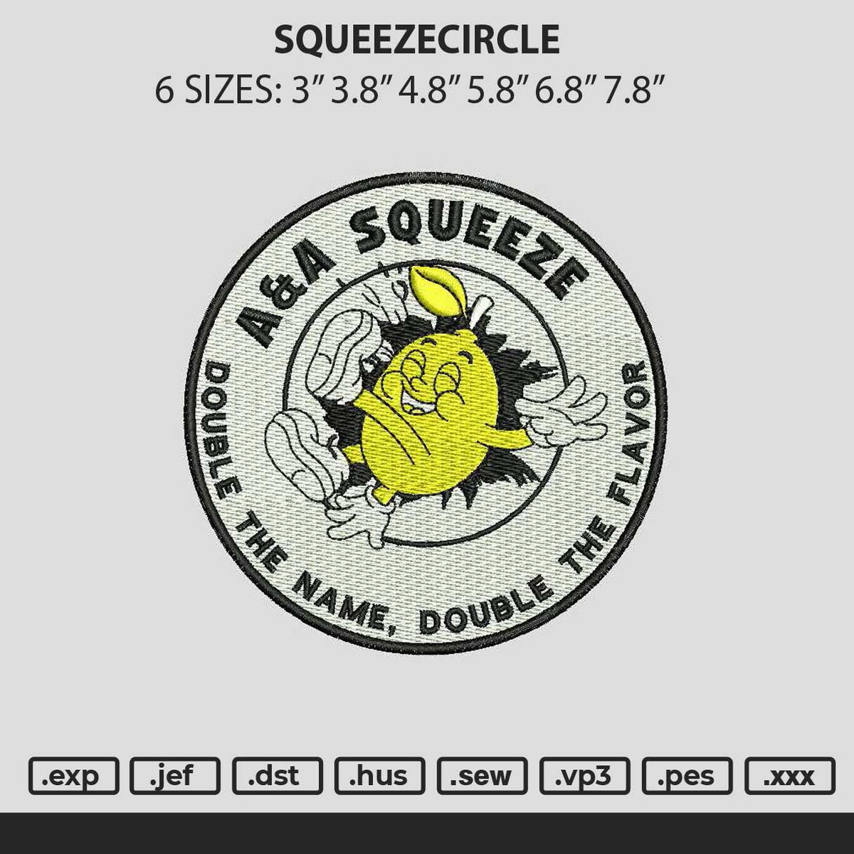 Squeezecircle Embroidery File 6 sizes