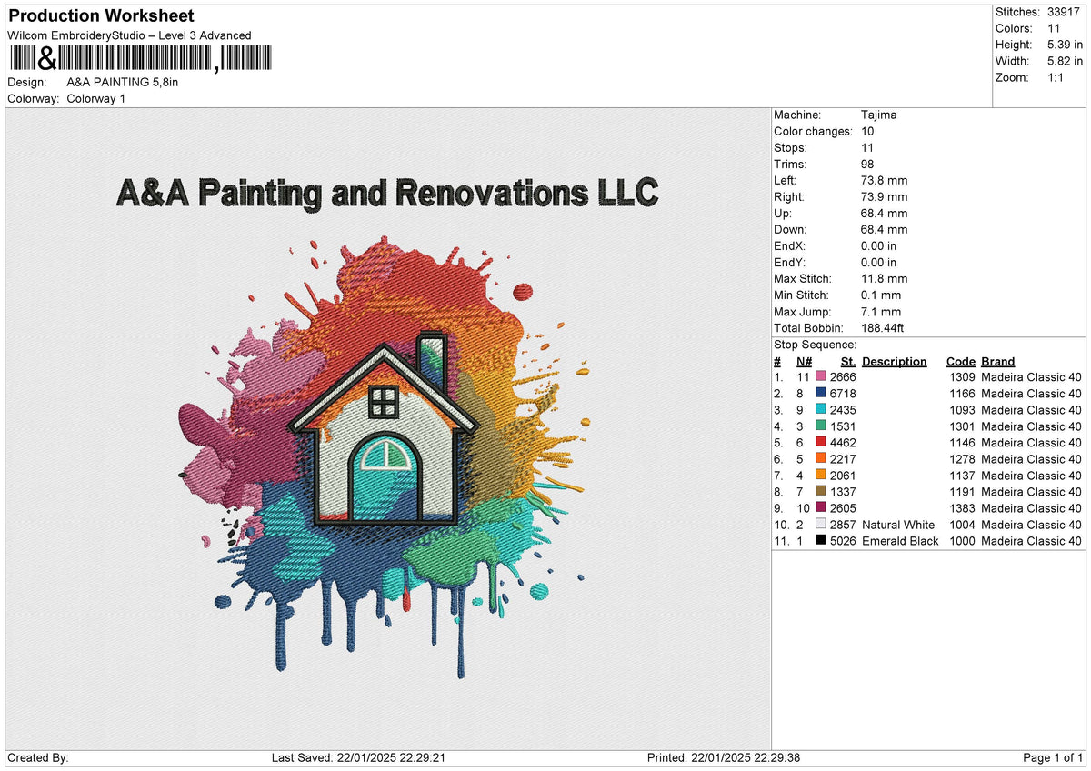 A&A PAINTING (2file) Embroidery File 6 size