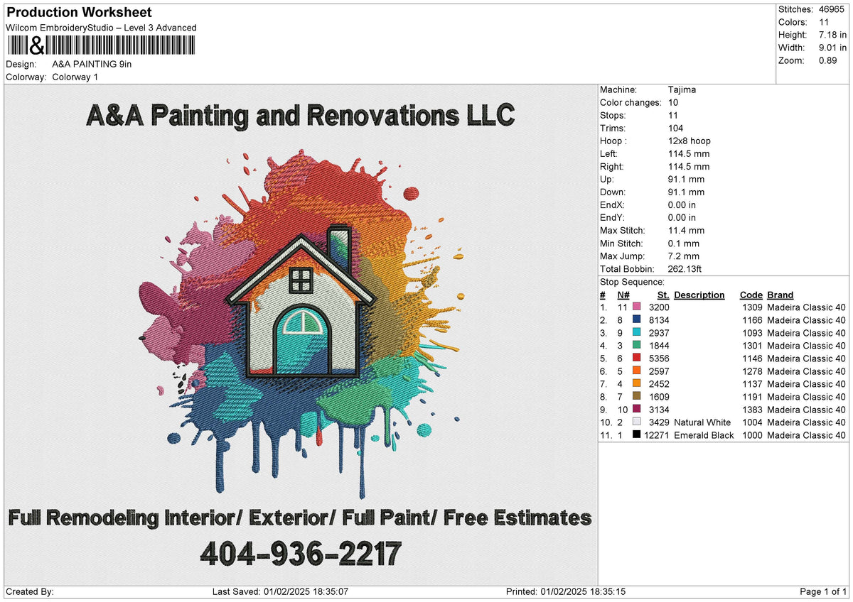 A&A PAINTING (2file) Embroidery File 6 size