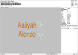 Aaliyahtext Embroidery File 6 sizes