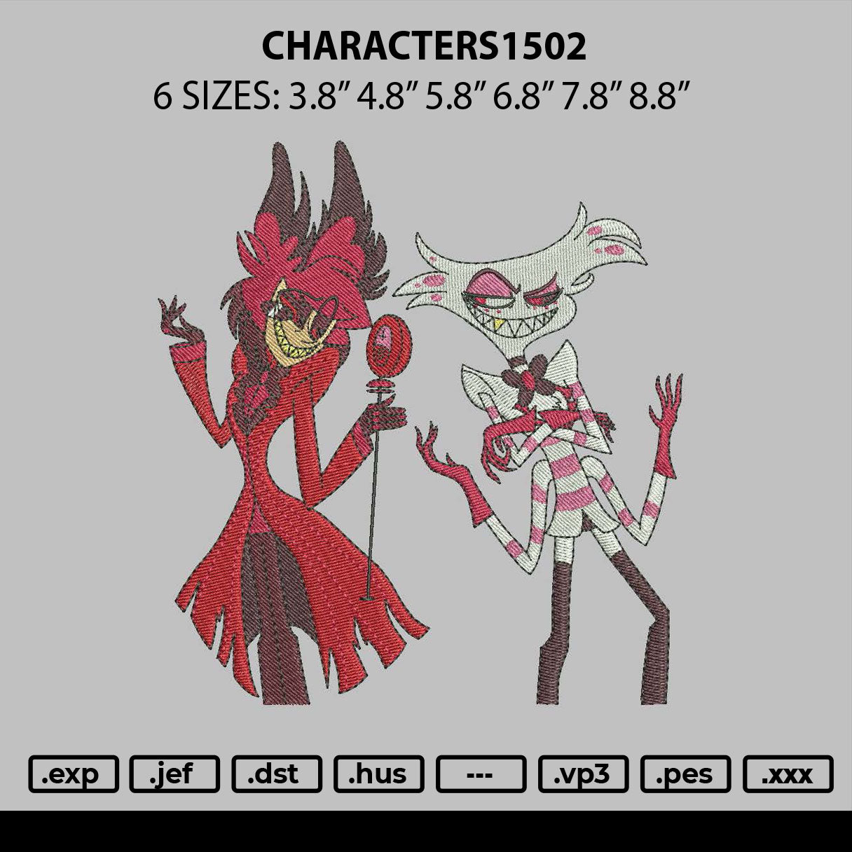 Characters1502 Embroidery File 6 sizes