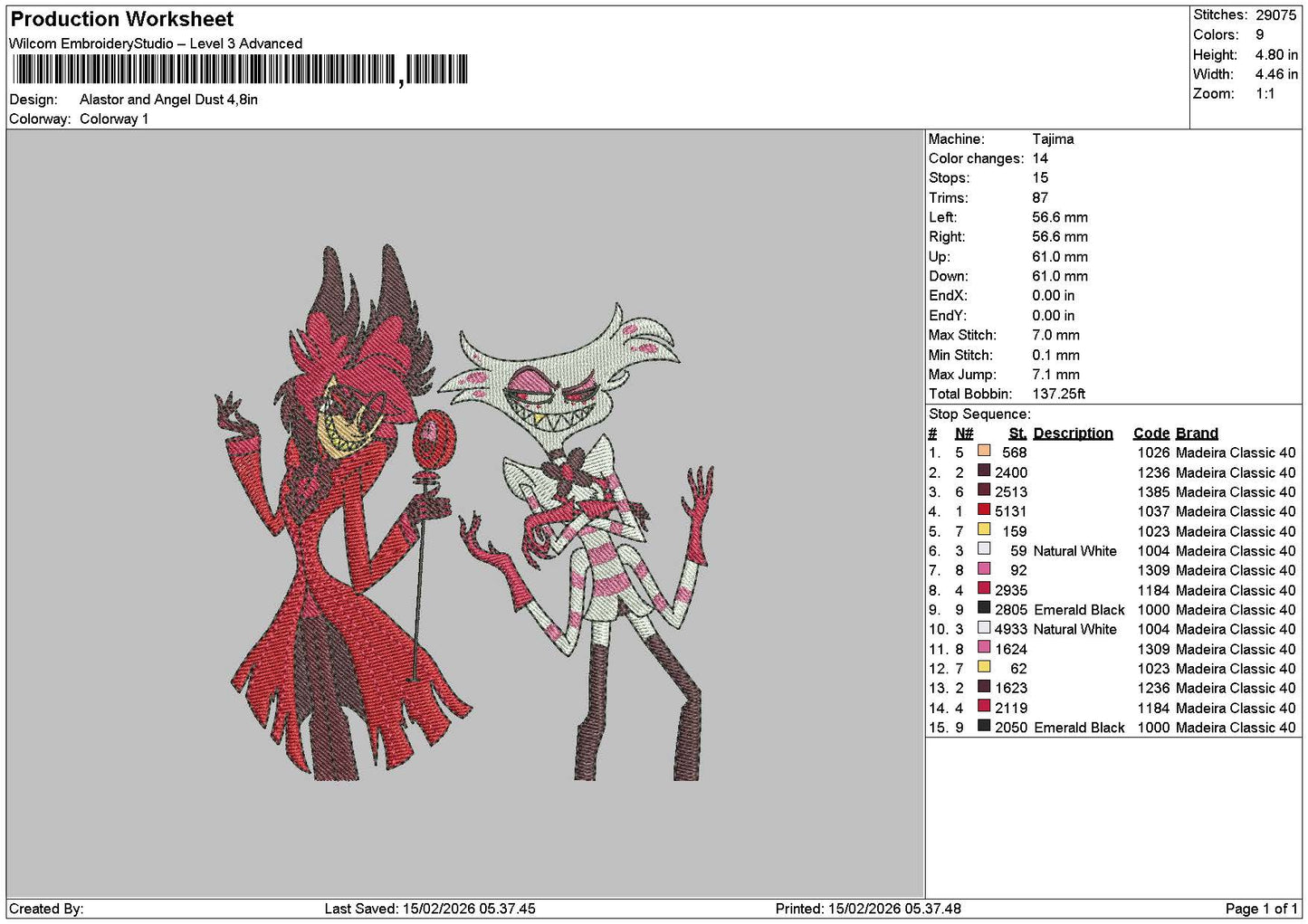 Characters1502 Embroidery File 6 sizes