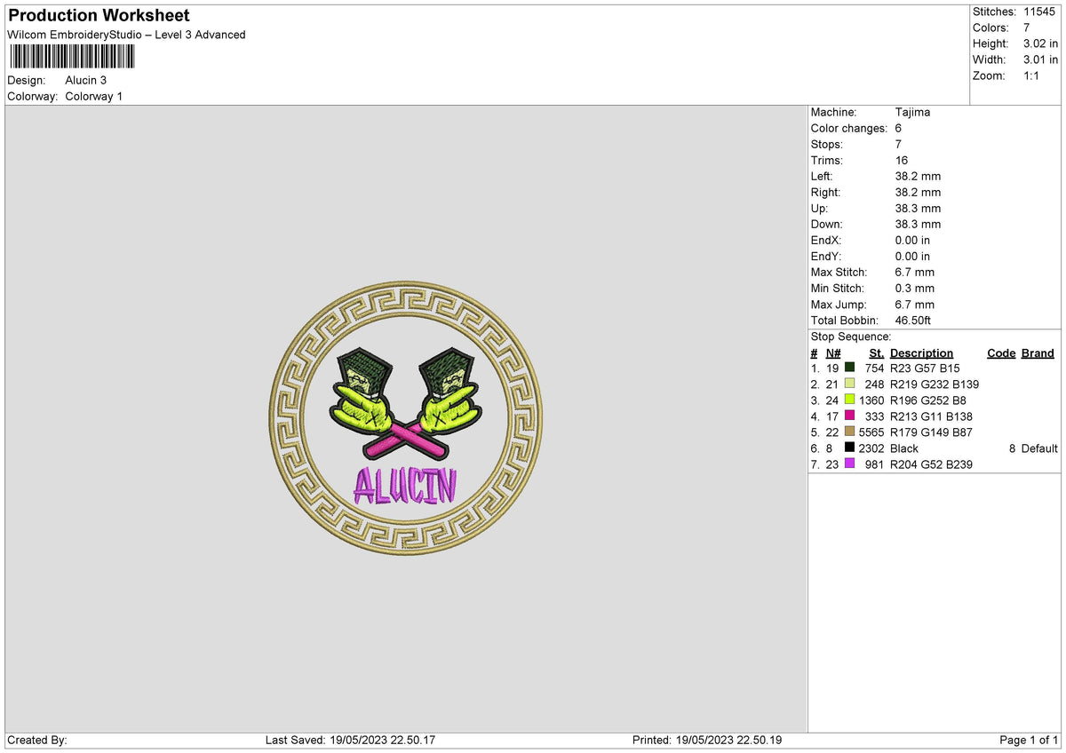 Alucin Embroidery File 6 sizes