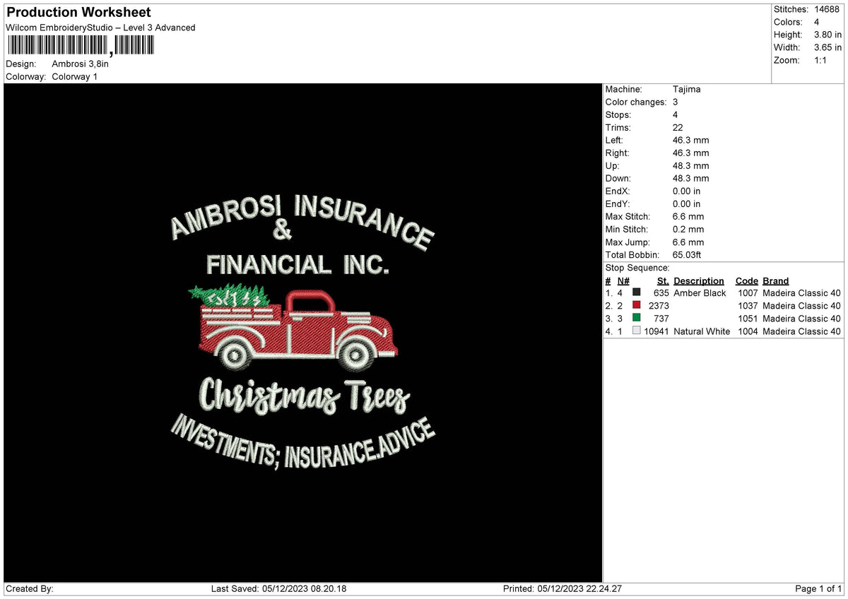 Xmas Car 02 Embroidery File 6 sizes