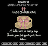 Coffee Bow 01 Embroidery File 6 sizes