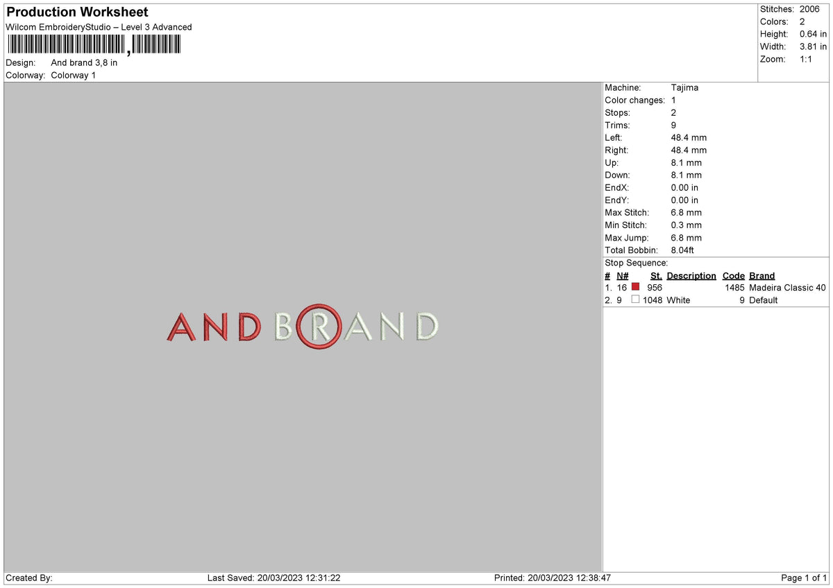 And O Embroidery File 6 sizes