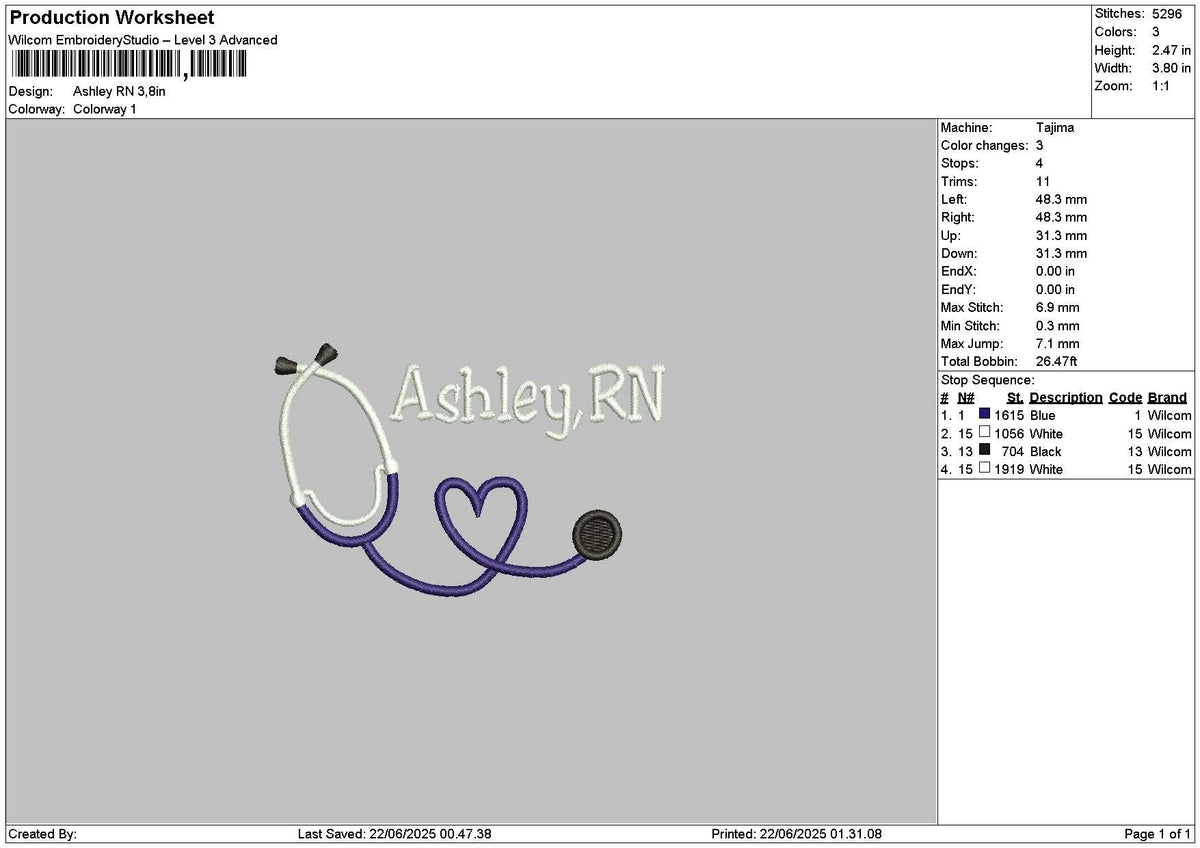 Ashleytext 2206 Embroidery File 6 sizes