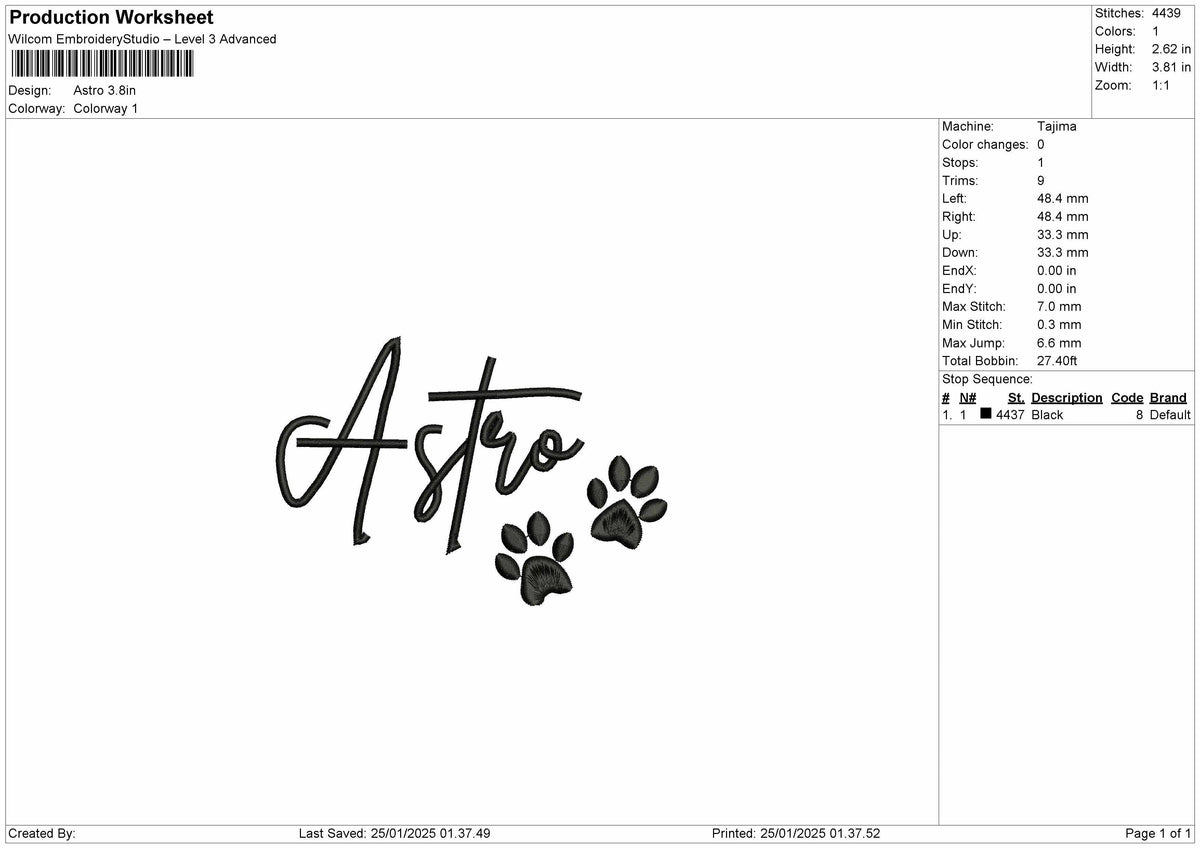 Astrotext 03 Embroidery File 6 sizes