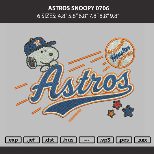 Astros Snoopy 0706 Embroidery File 6 sizes