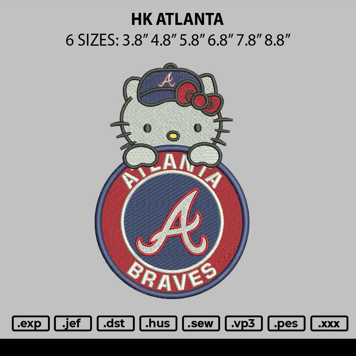 Hk Atlanta Embroidery File 6 sizes