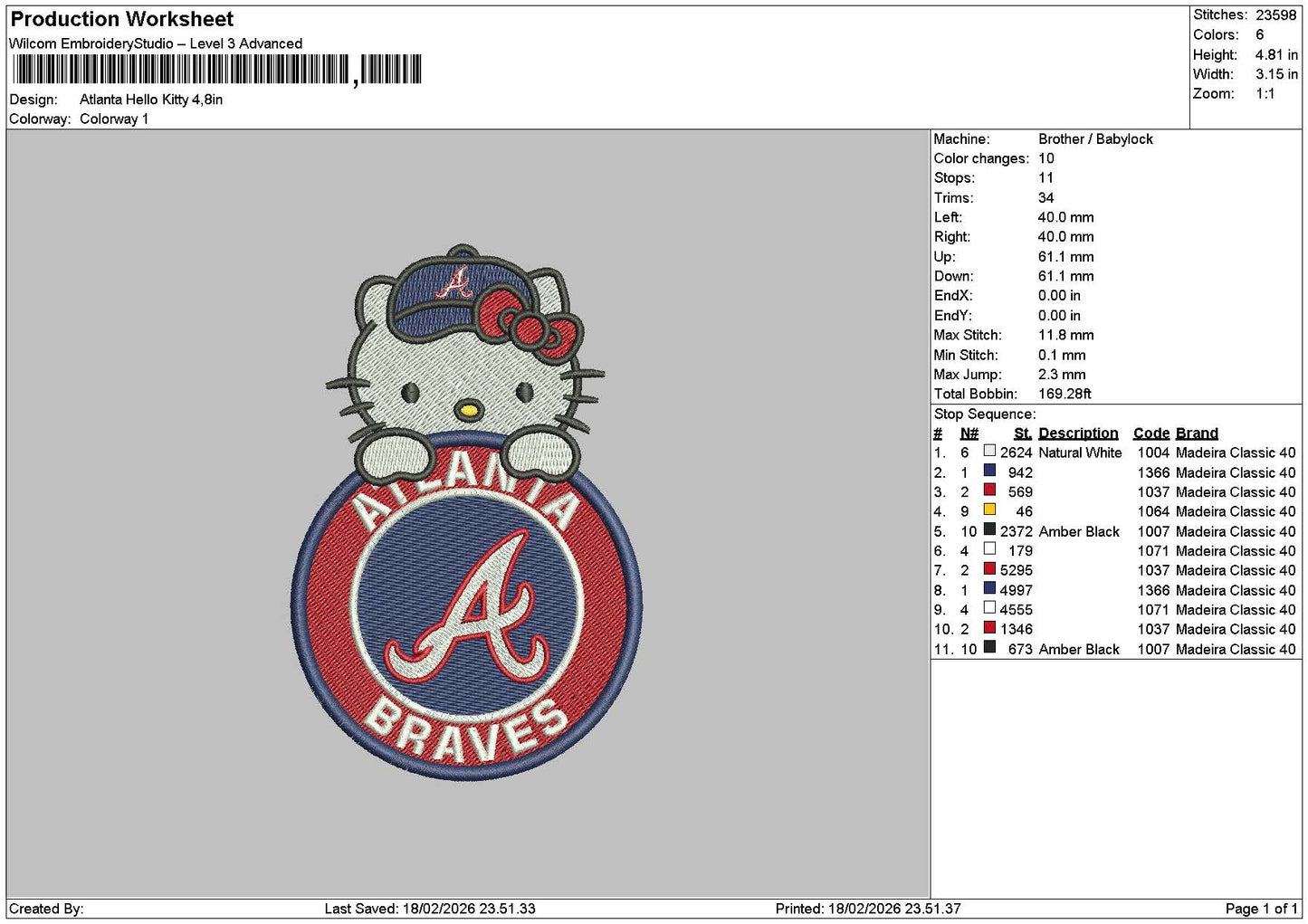 Hk Atlanta Embroidery File 6 sizes