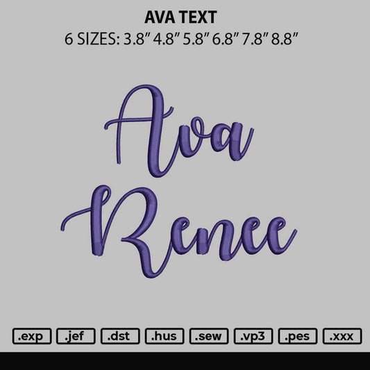 Ava Text Embroidery File 6 sizes