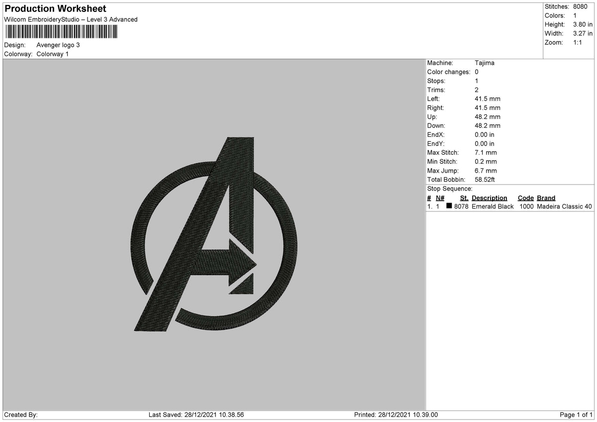 Avenger Logo Embroidery