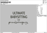 Babysittingtext Embroidery File 6 sizes