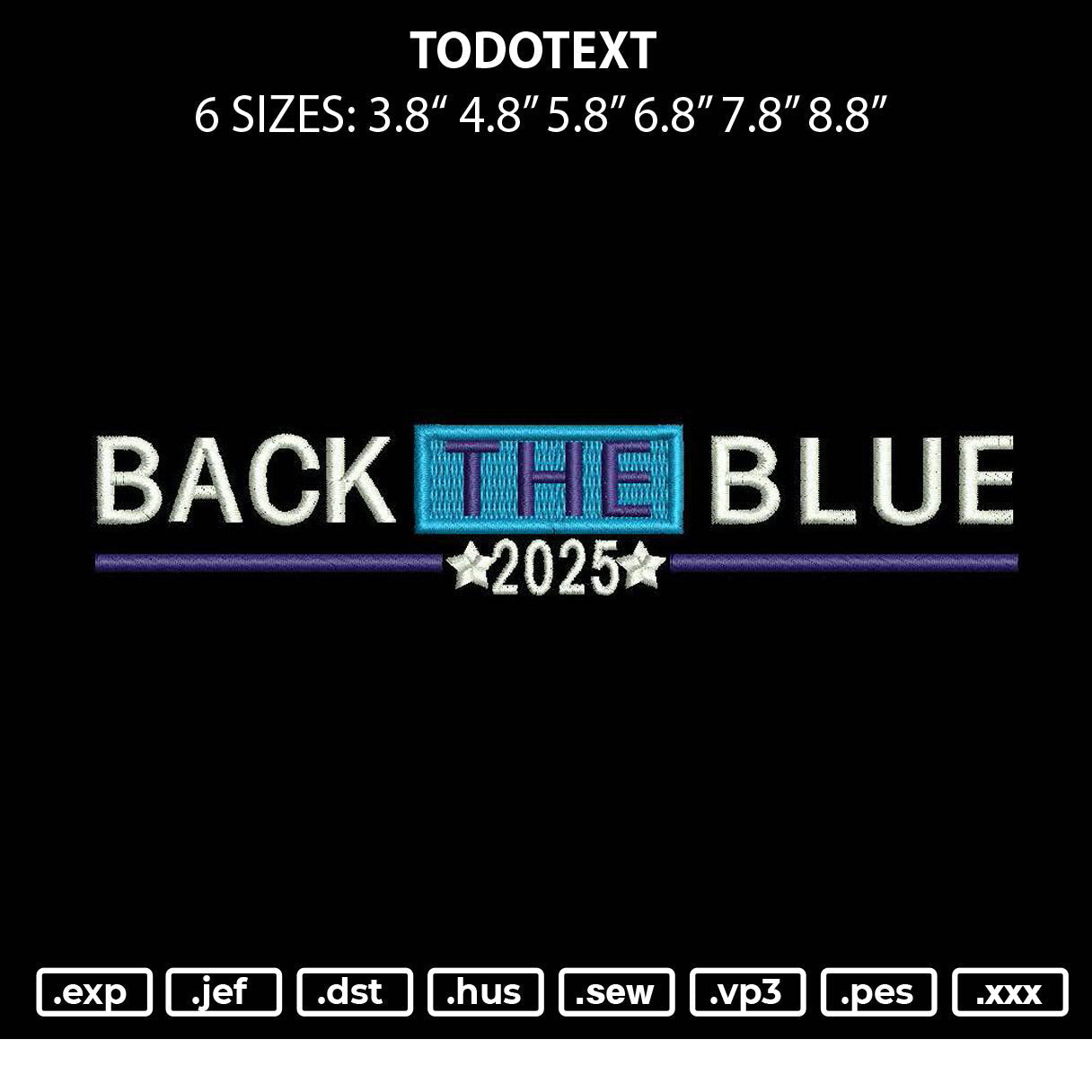 Bluetext 01 Embroidery File 6 sizes