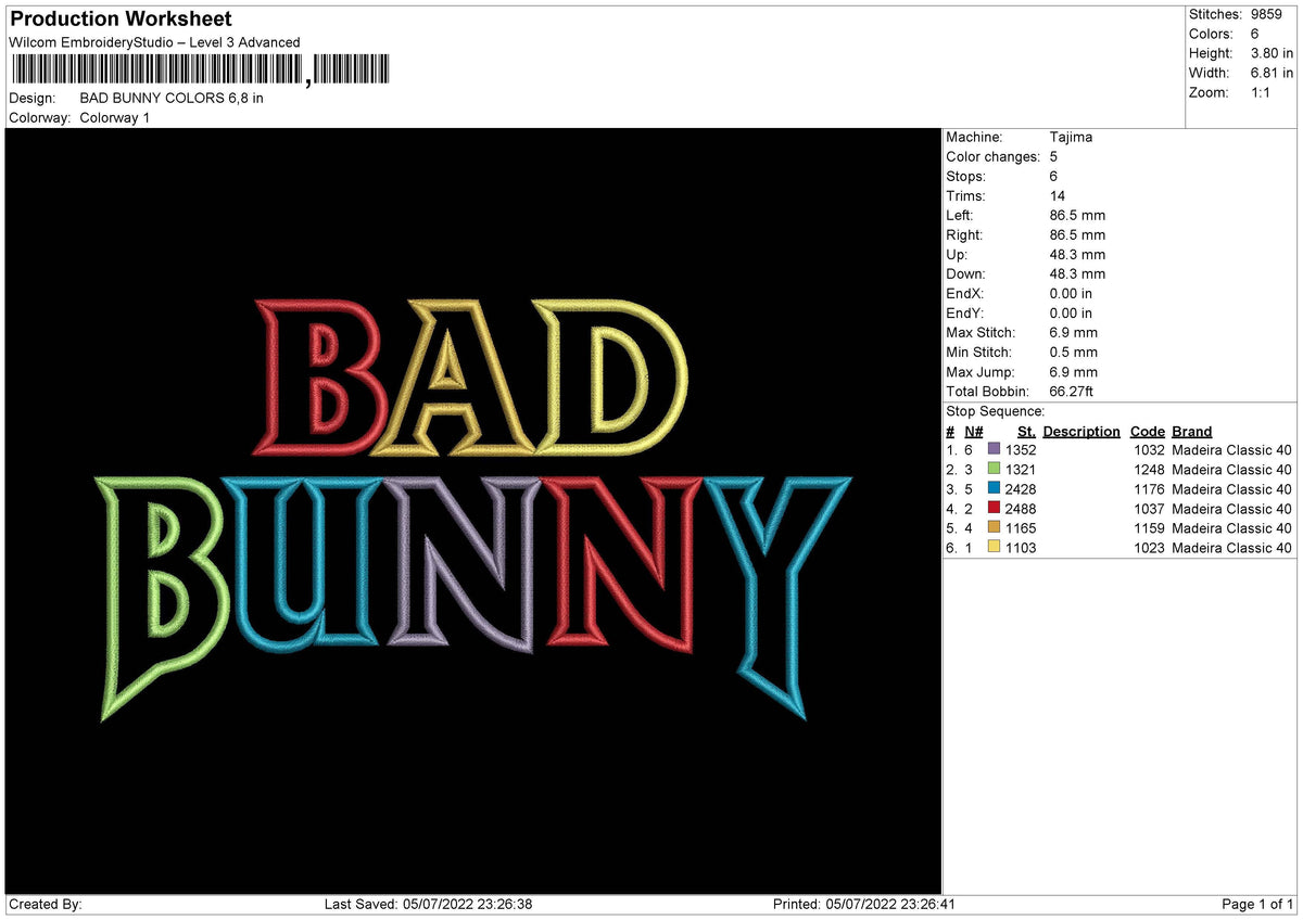 Bad Bunny Colors Text