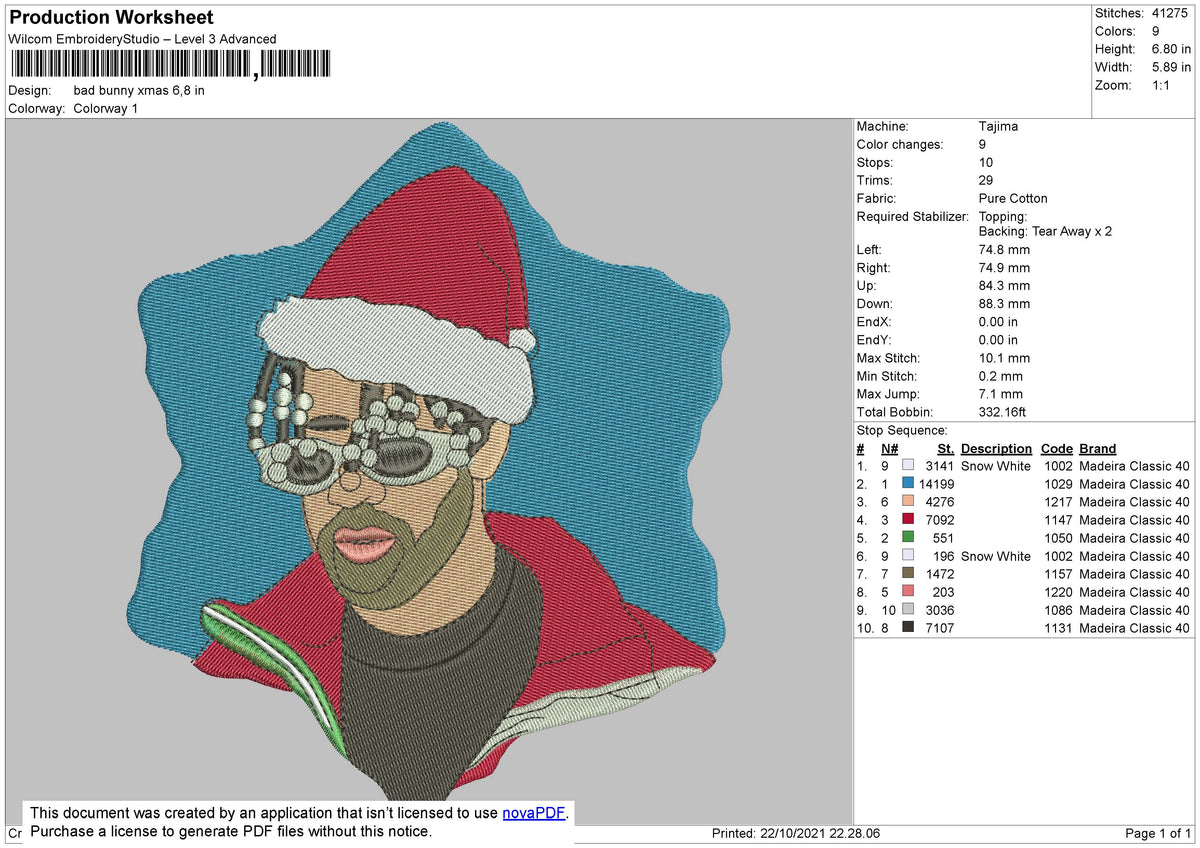 Bad Bunny Xmas Embroidery