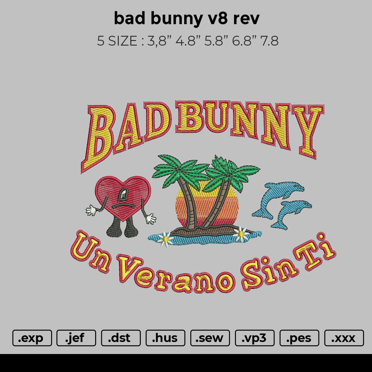bad bunny v8 rev Embroidery
