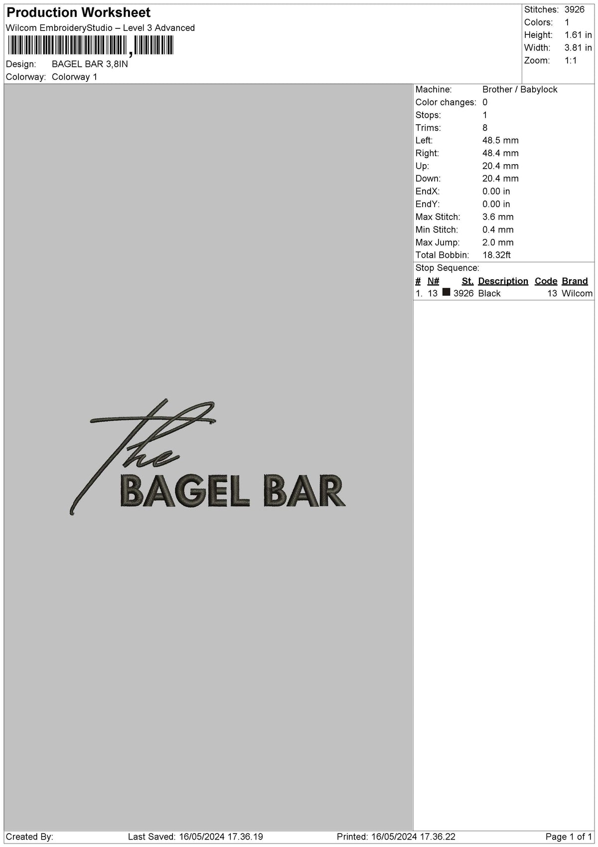 Bageltext Embroidery File 6 sizes