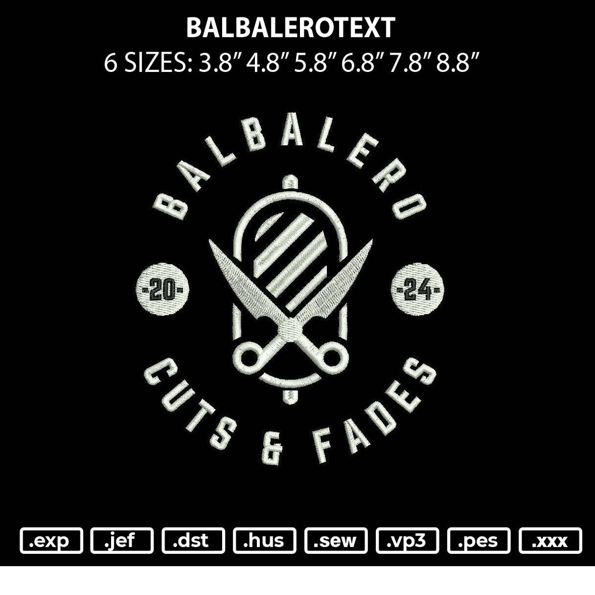 Balbalerotext Embroidery File 6 sizes