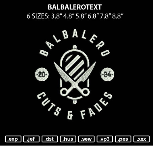 Balbalerotext Embroidery File 6 sizes