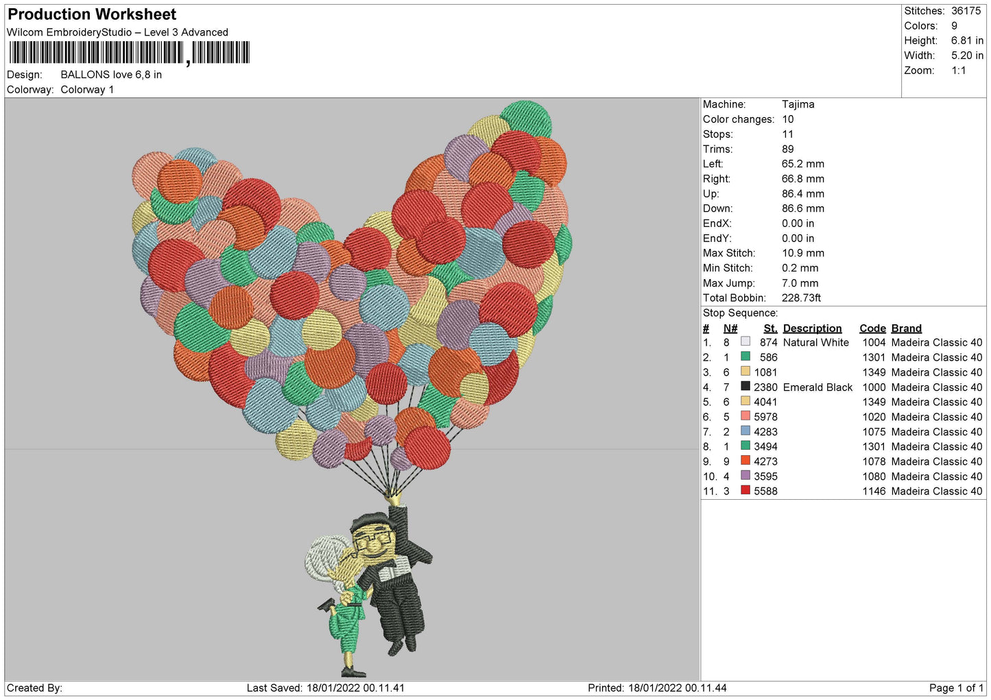 Ballons Love Embroidery