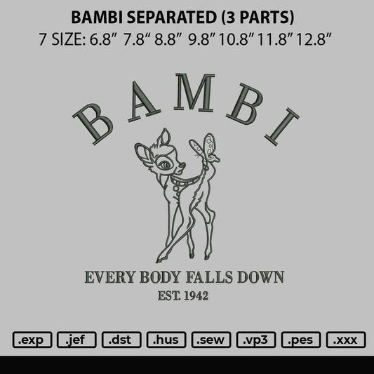 Bambi Separated 3 Parts Embroidery File