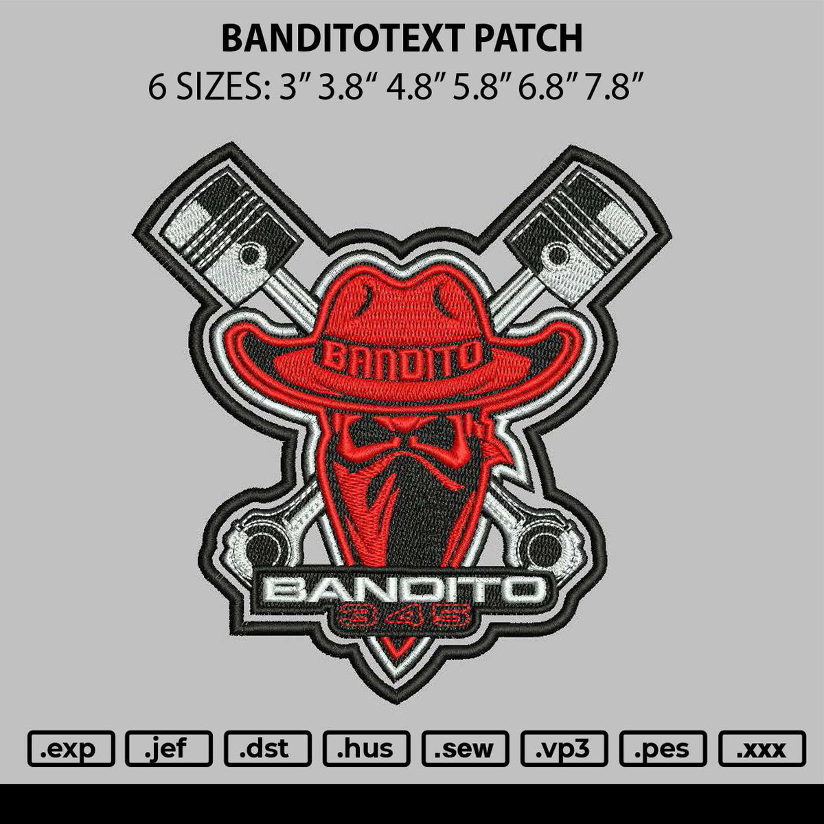 Banditotext Embroidery File 6 sizes