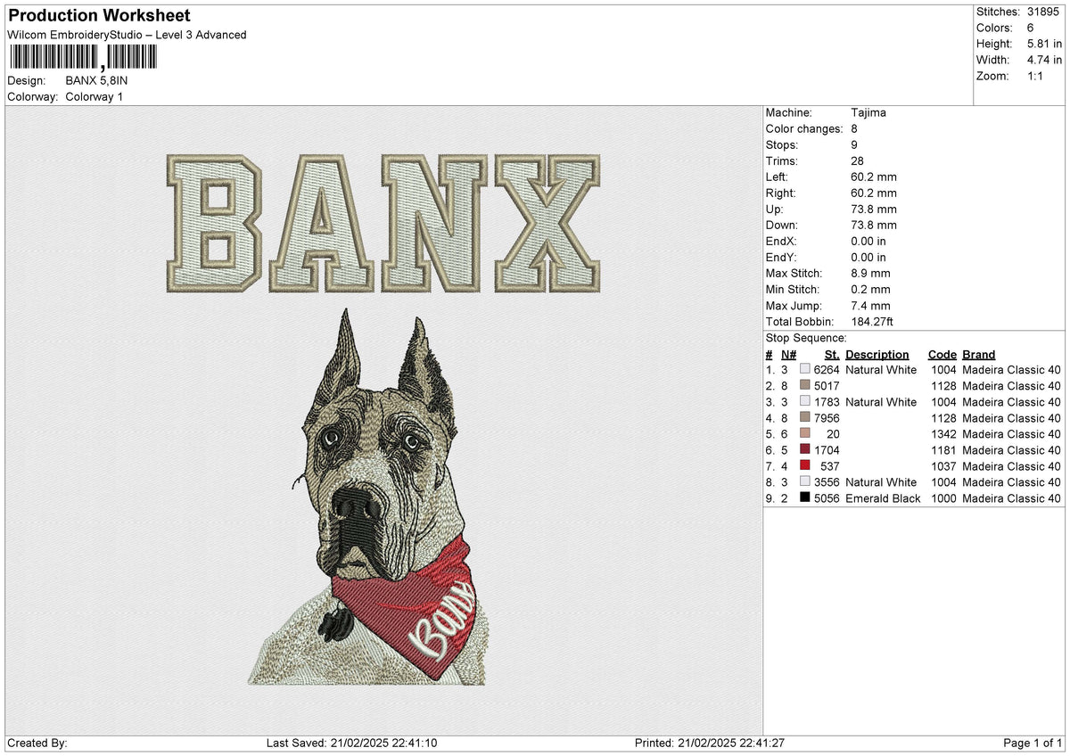 BANX Embroidery File 6 size