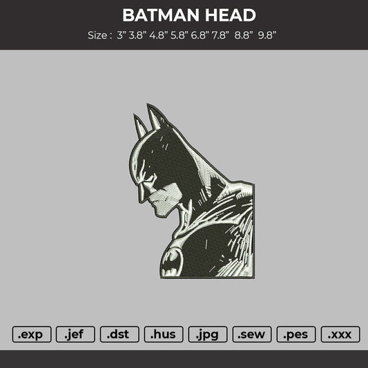 BATMAN'S HEAD Embroidery File 6 sizes