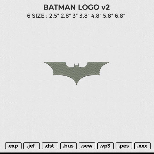 BATMAN LOGO v2 Embroidery File 6 size