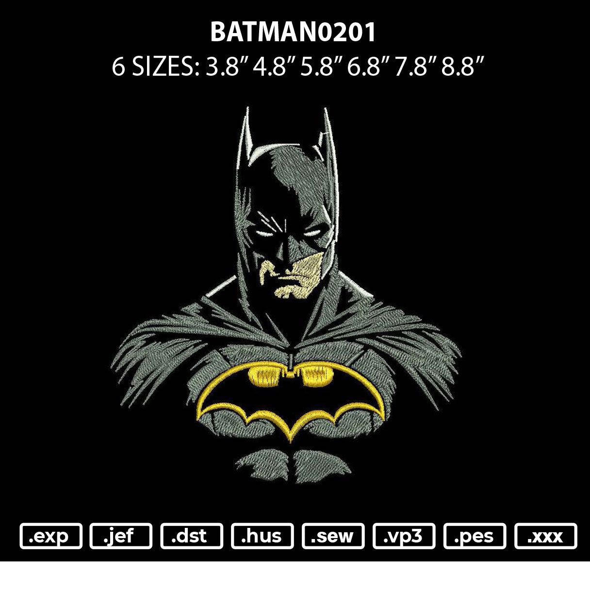 Batman0201 Embroidery File 6 sizes