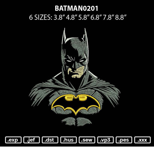 Batman0201 Embroidery File 6 sizes