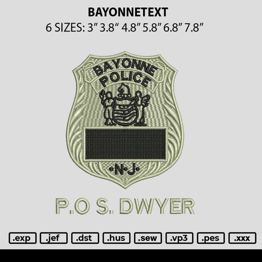 Bayonnetext Embroidery File 6 sizes