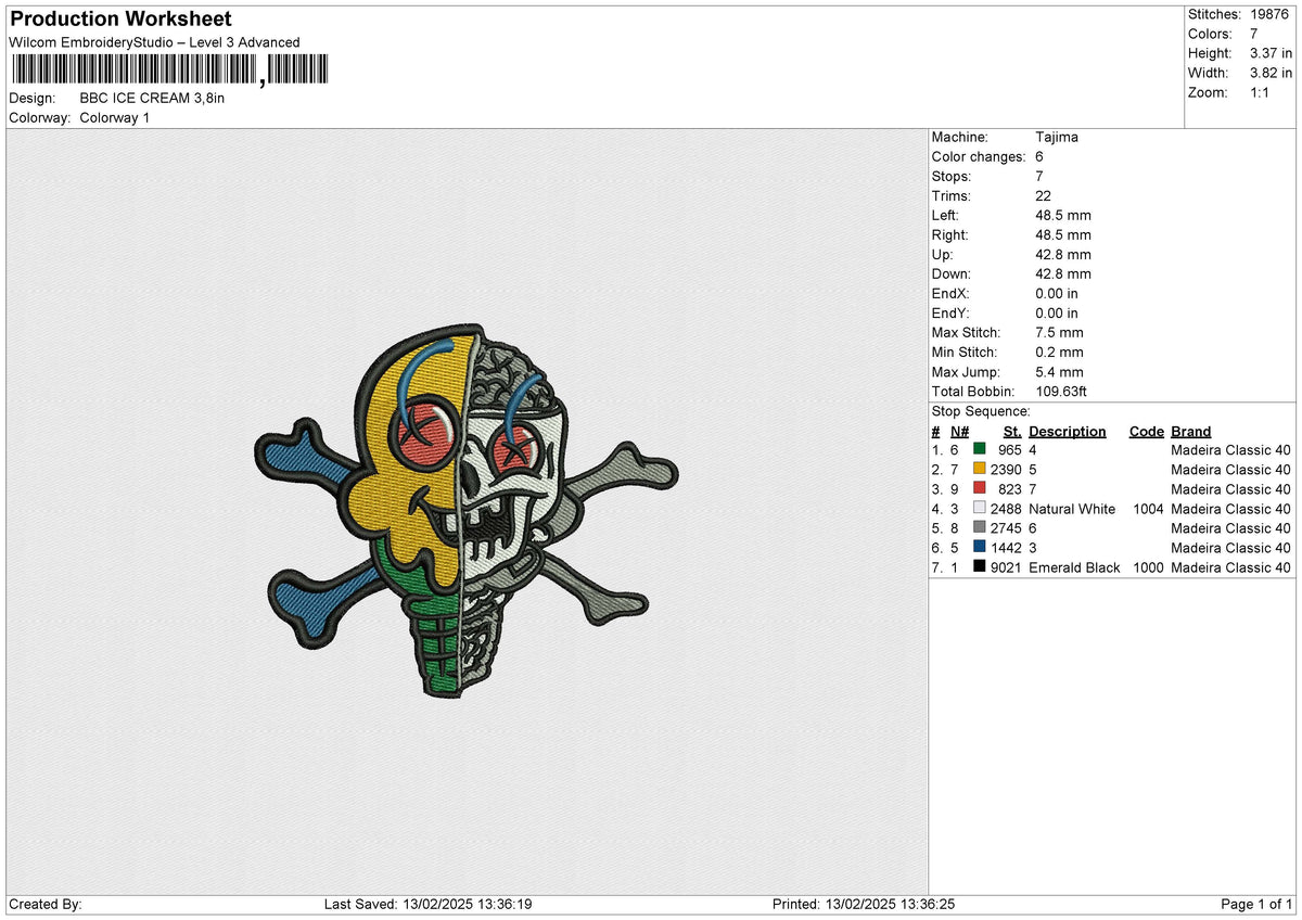 BBC ICE CREAM Embroidery File 6 size