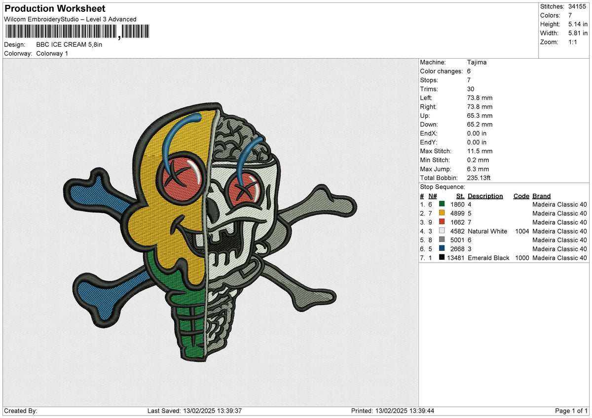 BBC ICE CREAM Embroidery File 6 size