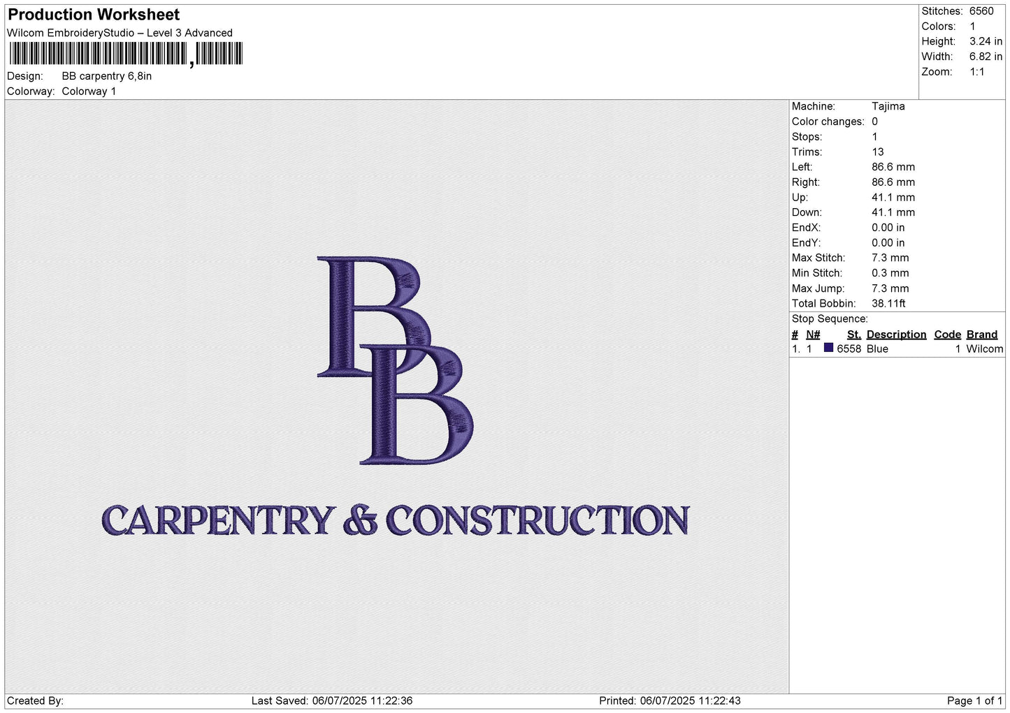 BB carpentry Embroidery File 6 size