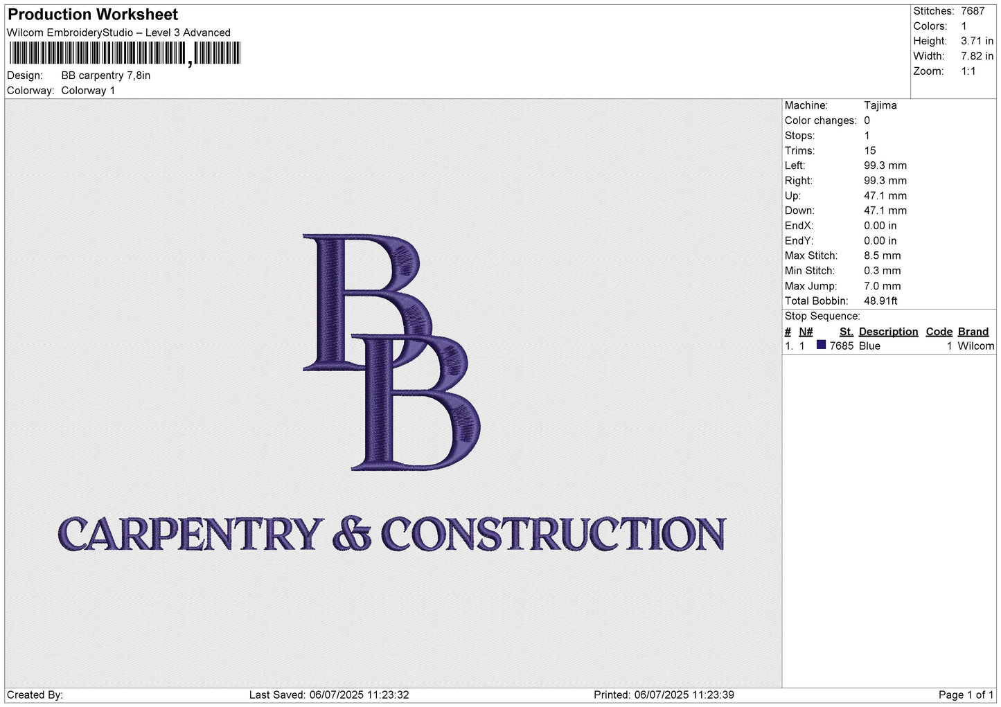 BB carpentry Embroidery File 6 size