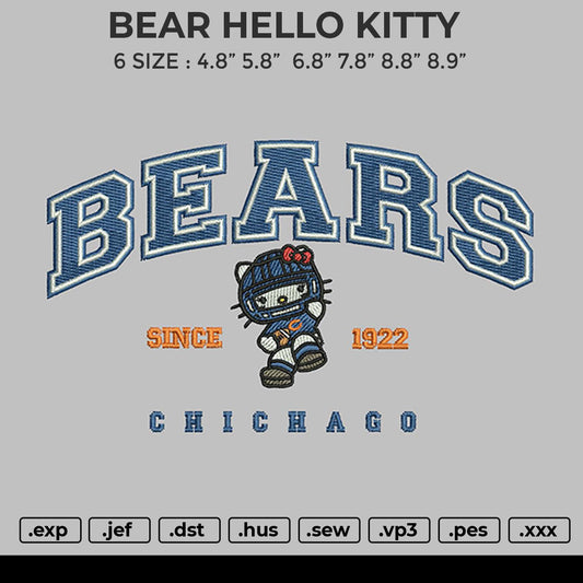 BEAR HELLO KITTY Embroidery File 6 size