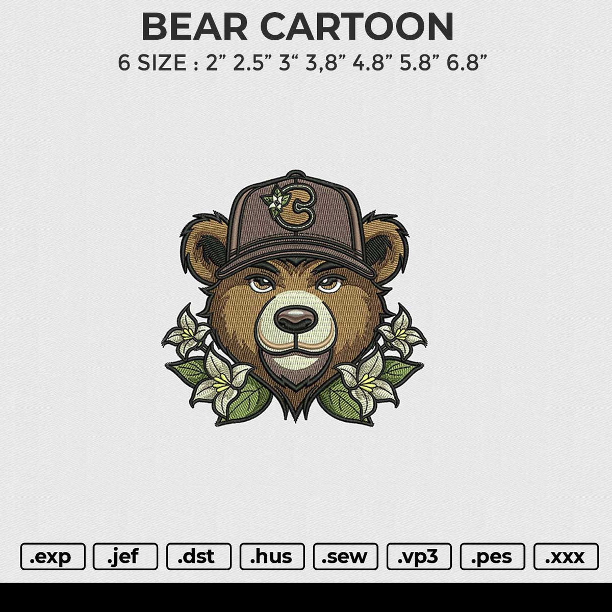 BEAR CARTOON Embroidery File 6 size