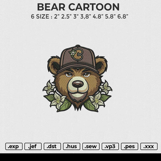 BEAR CARTOON Embroidery File 6 size