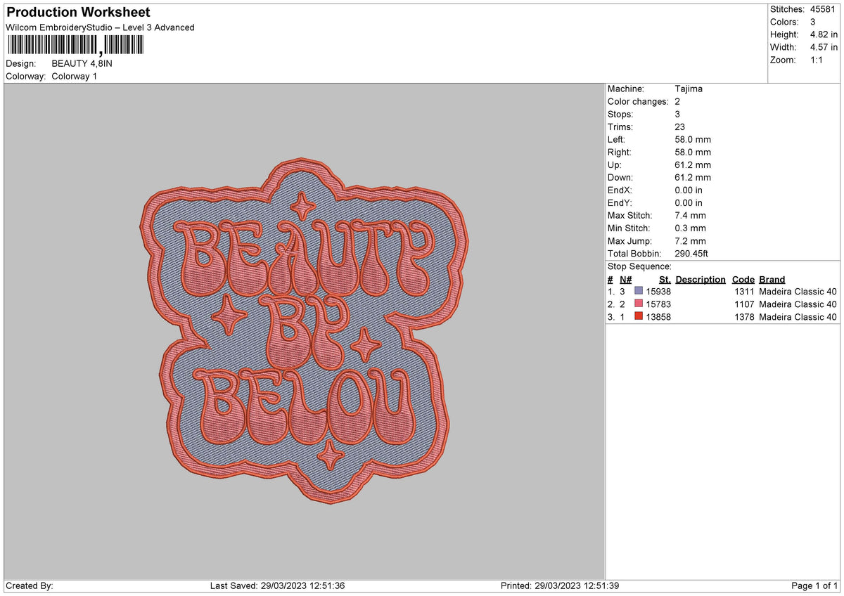 Beauty Txt Embroidery