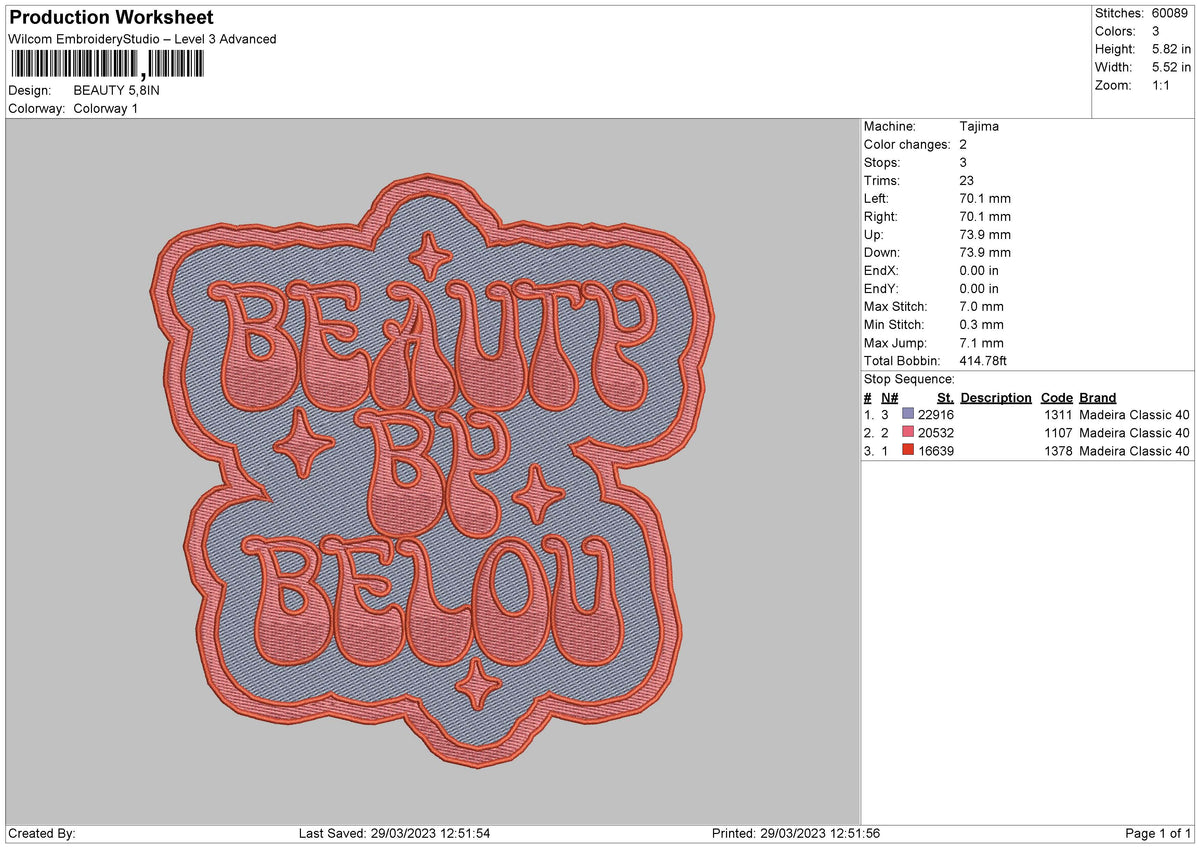 Beauty Txt Embroidery