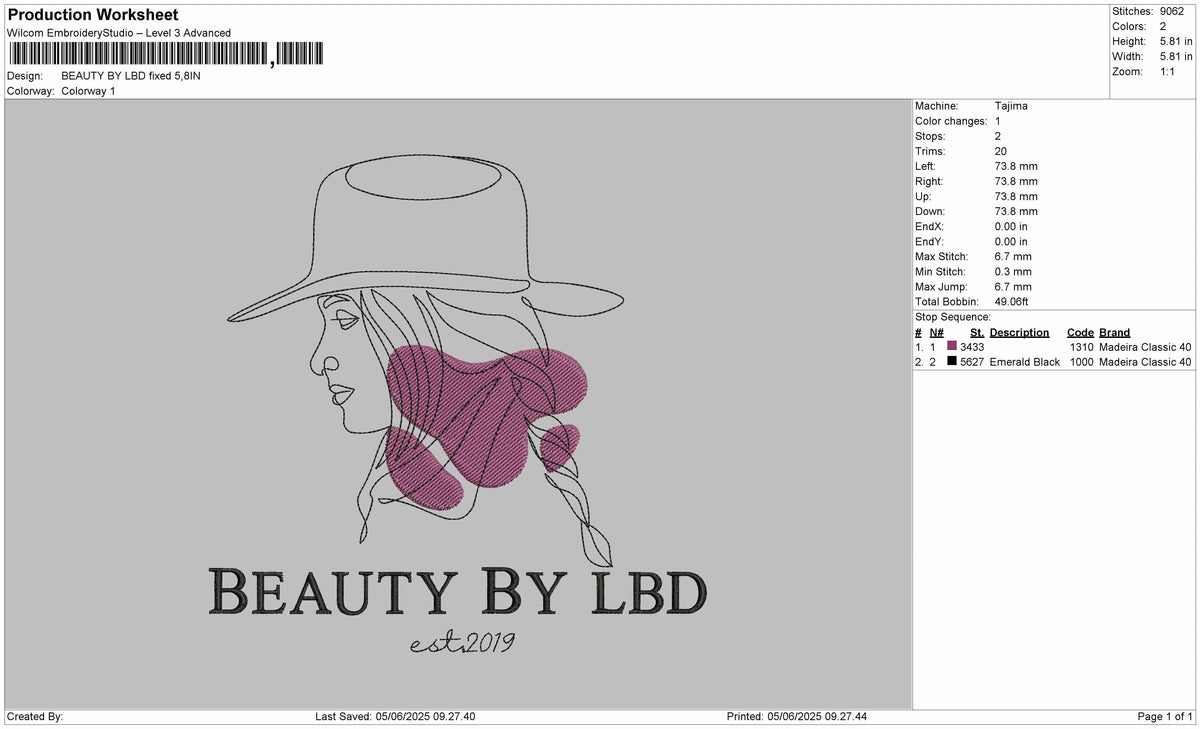Beautytext 2105 Embroidery File 6 sizes