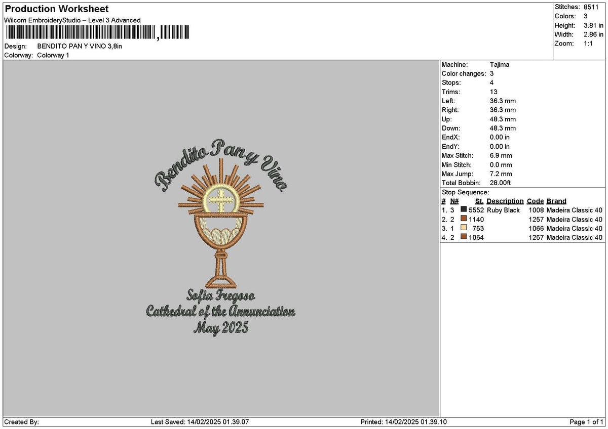 Benditotext Embroidery File 6 sizes