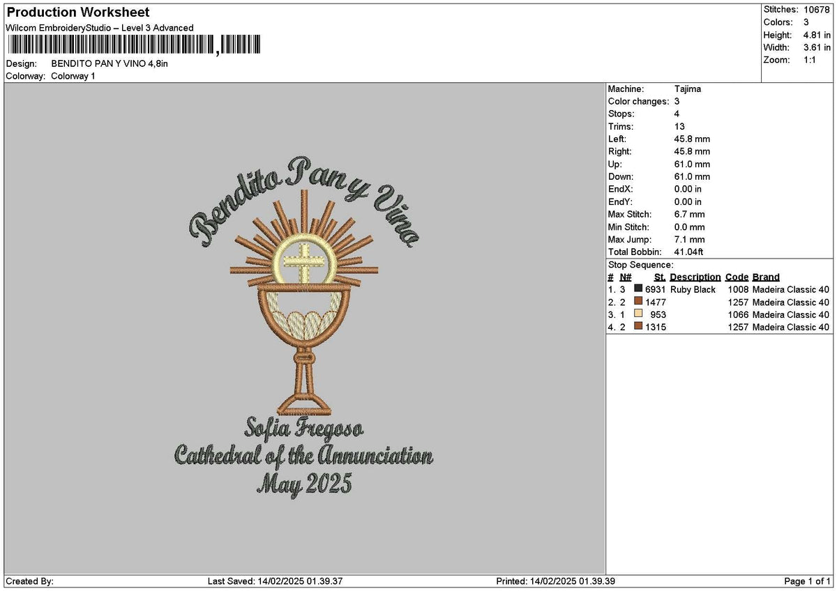 Benditotext Embroidery File 6 sizes