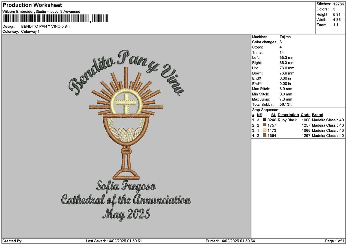 Benditotext Embroidery File 6 sizes