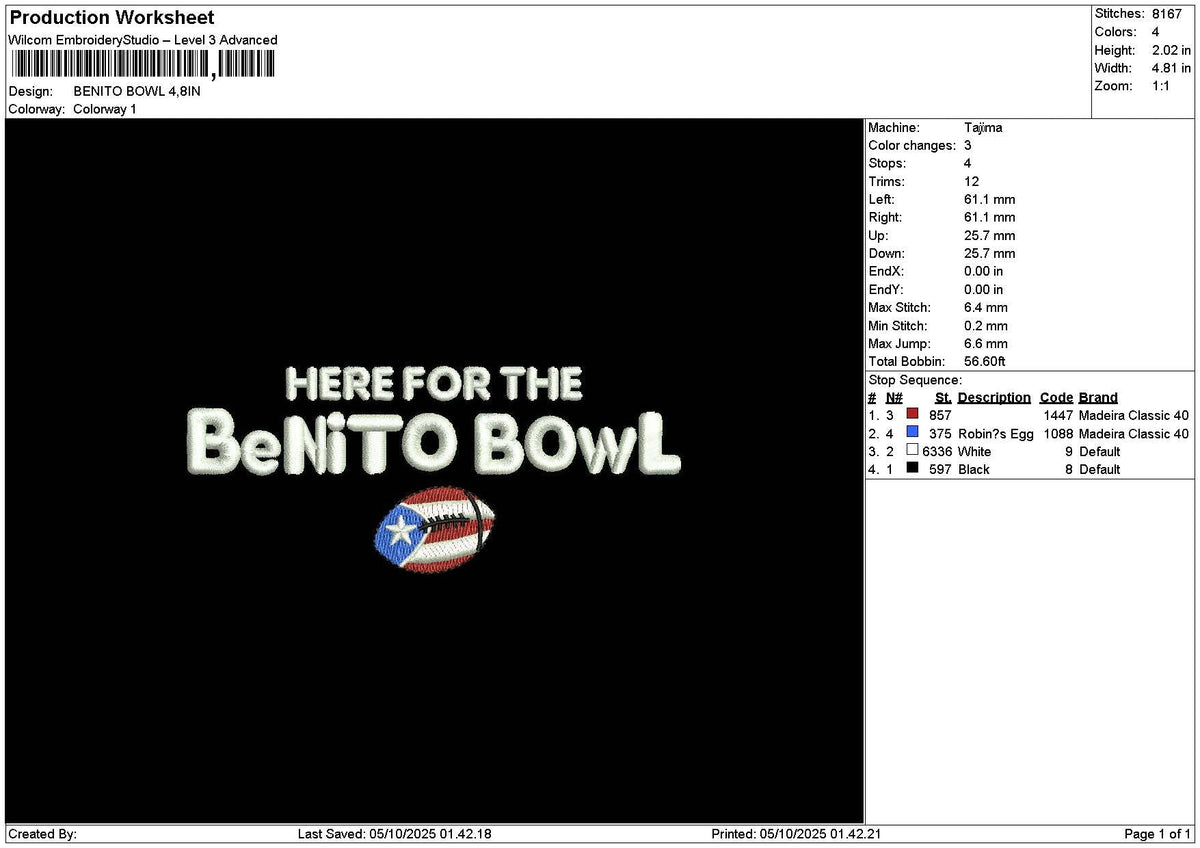 Bowltext 0510 Embroidery File 6 sizes