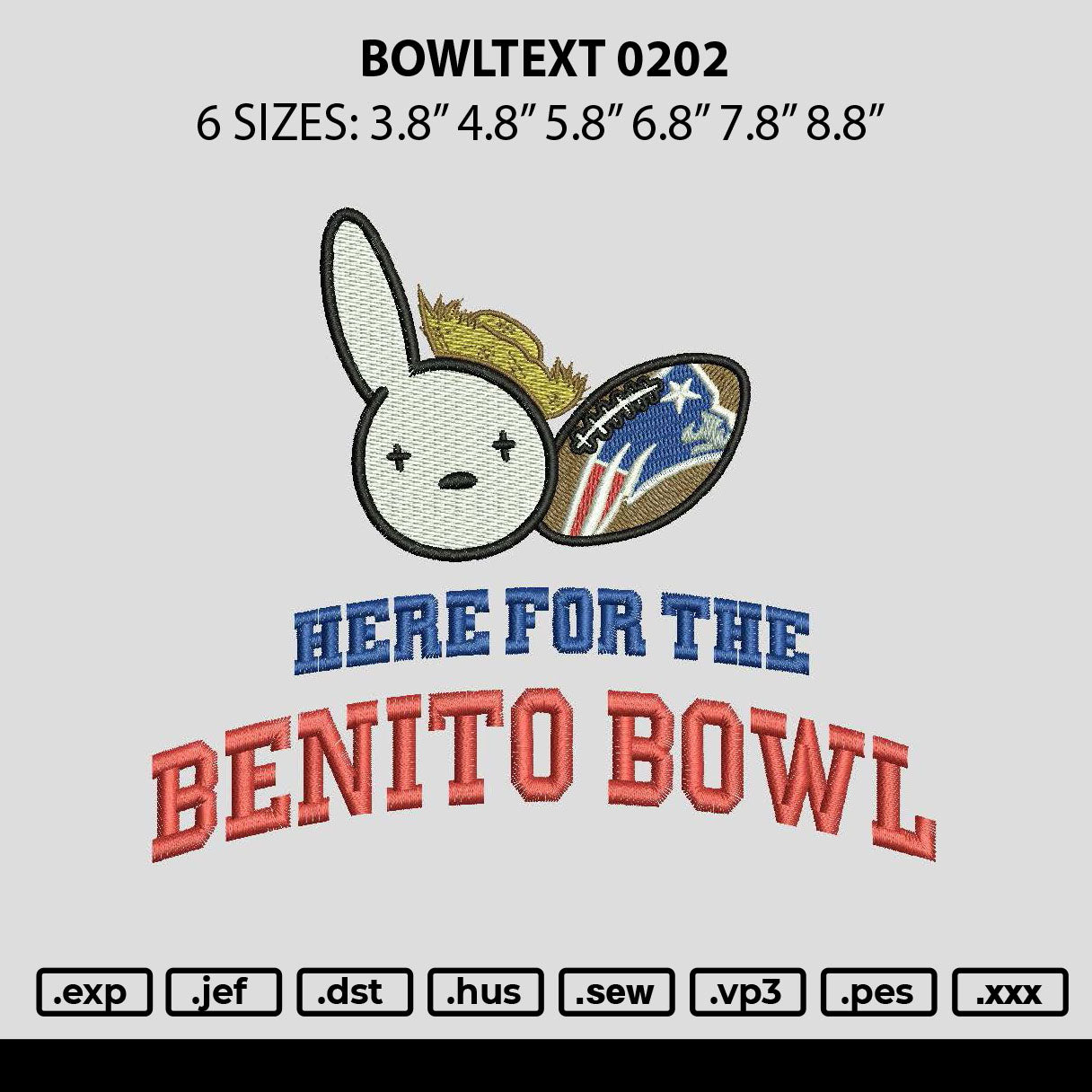 Bowltext 0202 Embroidery File 6 sizes