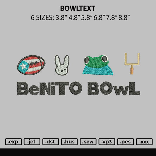 Bowltext 2212 Embroidery File 6 sizes